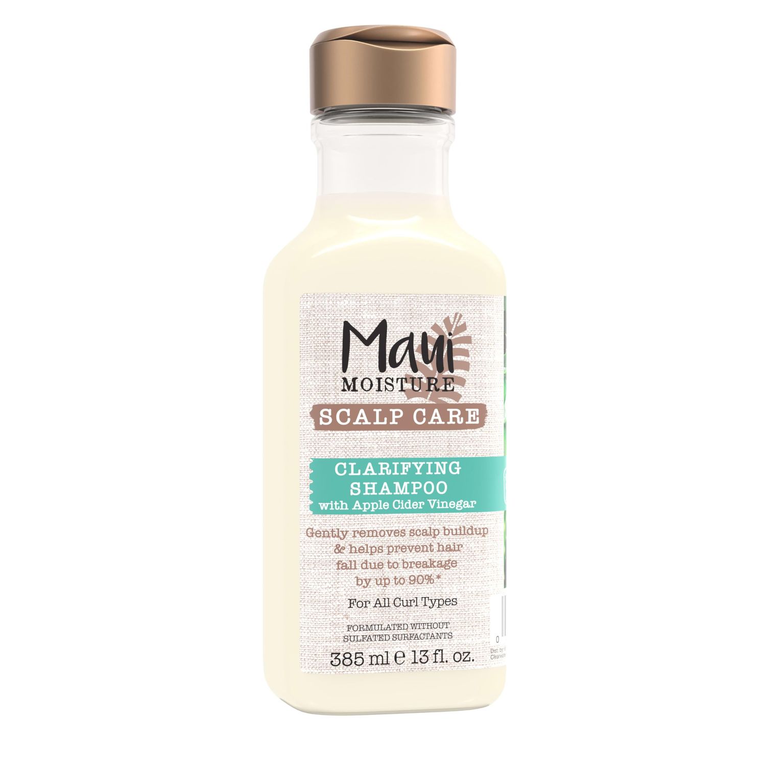 Maui Moisture Scalp Care Clarifying Shampoo, Apple Cider Vinegar Curly Hair Shampoo Moisturizes &amp; Removes Scalp Build-Up, Sulfate-Free Surfactants, 13 fl. oz