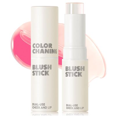Jutqut Color Changing Blush Stick for Cheeks Makeup, Clear Blush PH Temperature Changing Pink Cream Blusher, Magic Waterproof Face Blush Stick, Natural Lightweight Multi-Use Lips and Cheek Tint