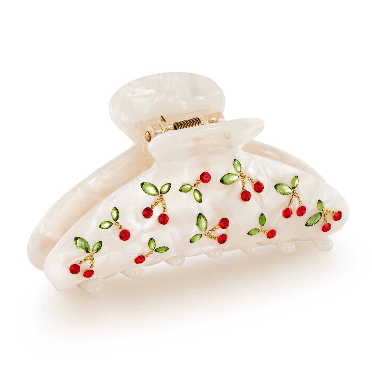 LILIE&amp;WHITE Acrylic Hair Clips Claws For Women With The Rhinestone Pattern In Red Cherry Shape Hair Clip For Thick Hair Hair clips for styling sectioning 1PC