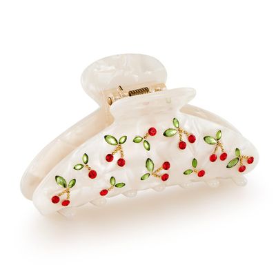 LILIE&amp;WHITE Acrylic Hair Clips Claws For Women With The Rhinestone Pattern In Red Cherry Shape Hair Clip For Thick Hair Hair clips for styling sectioning 1PC