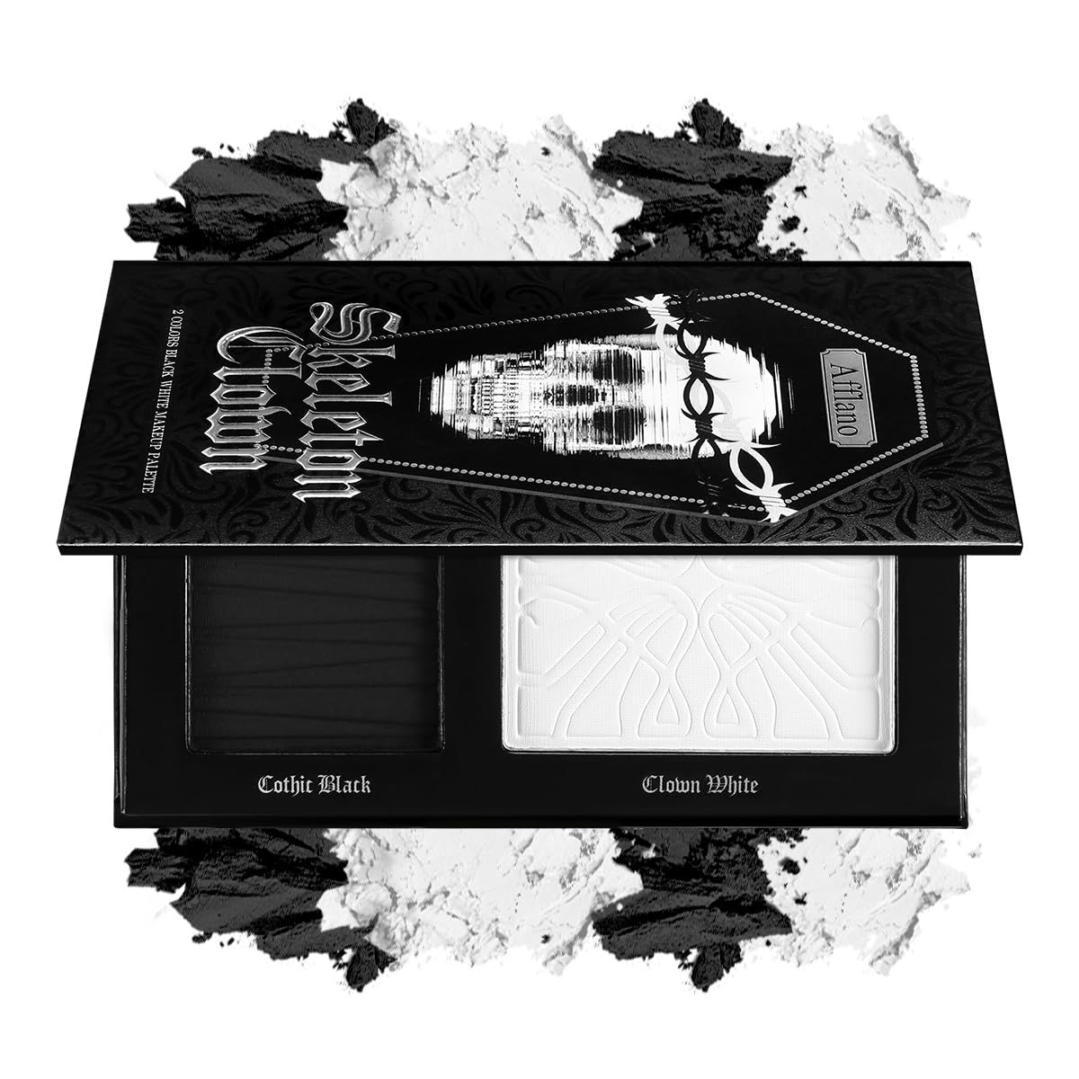 Black and White Makeup Palette, Halloween Black White Gothic Foundation &amp; Eye Shadow Kit, Pressed Powder Makeup Matte Finish for Smokey Eyes, High-Pigment Face Paint, Cosplay &amp; Costume Makeup