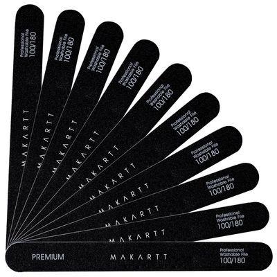 Makartt Nail File 100 180 Grit Emery Boards for Nails 10pcs Black Nail Files Professional Washable Doubled Sides Nail File Kit for Natural Acrylic Nails Coarse for DIY Salon Use