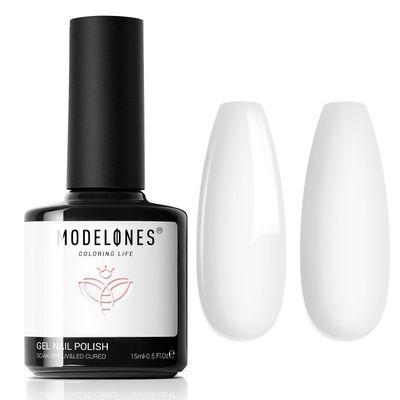 Modelones Gel Nail Polish, 1 Pcs 15 ML White Gel Nail Polish Soak Off White Gel Polish White Nail Polish Art Design for Women Girl Nail Lovers Gift Salon DIY Winter Gel Manicure