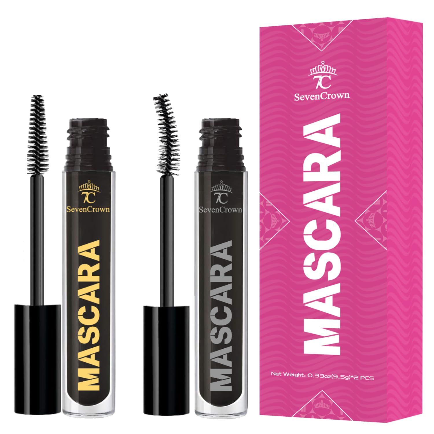 7C SEVENCROWN Mascara Black Curling &amp; Length Waterproof Mascara Makeup Set | Vegan &amp; Cruelty-Free | Holiday Gift for Beauty Lovers