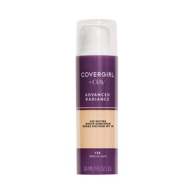 COVERGIRL Advanced Radiance Age Defying Foundation Makeup, Medium Light 135, 1 Ounce (packaging may vary)