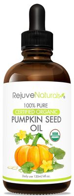 Organic Pumpkin Seed Oil (LARGE 4-OZ Bottle) USDA Certified Organic, 100% Pure, Cold Pressed. Boost Hair Growth for Eyelashes, Eyebrows &amp; Hair. Overactive Bladder Control for Men &amp; Women. Moisturizer