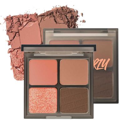 MERZY Mood Fit Eyeshadow Pallete, Matte, Shimmer, Glitter, Pearls, Highly Pigments, Long-Wearing (Joyful Coral) #S2