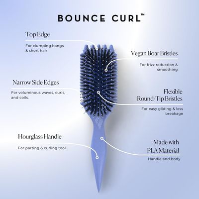 Bounce Curl Volume EdgeLift Brush, 5-in-1 Tool for Volumized Waves, Curls &amp; Coils - Blue