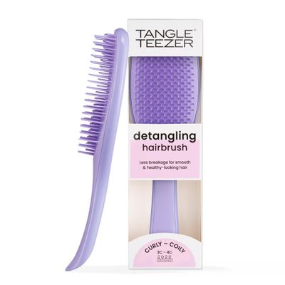Tangle Teezer Ultimate Detangler Naturally Curly Hair Brush, Dry &amp; Wet Hairbrush, Reduces Frizz &amp; Breakage, for 3C to 4C Curly Hair Types, Purple Passion