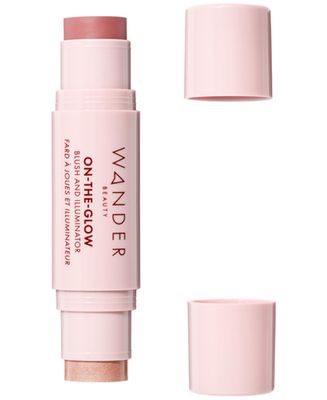 Wander Beauty On-the-Glow Blush and Illuminator - BareNude Glow - 7-in-1 Hydrating Cream Blush &amp; Highlighting Stick - Stick Blush for Cheeks, Lip, Face &amp; Body - Highlighter Makeup &amp; Blush - 0.4 oz