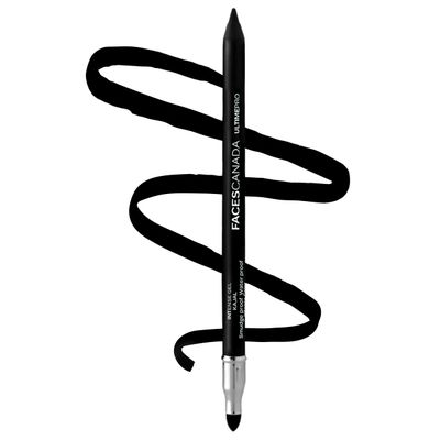 FACESCANADA Ultime Pro Intense Gel Black Eye Pencil | with Smudger &amp; Sharpener | 24HR Long Lasting | Waterproof &amp; Smudge Proof | One Swipe Smooth Glide | 0.04 Oz1.2g