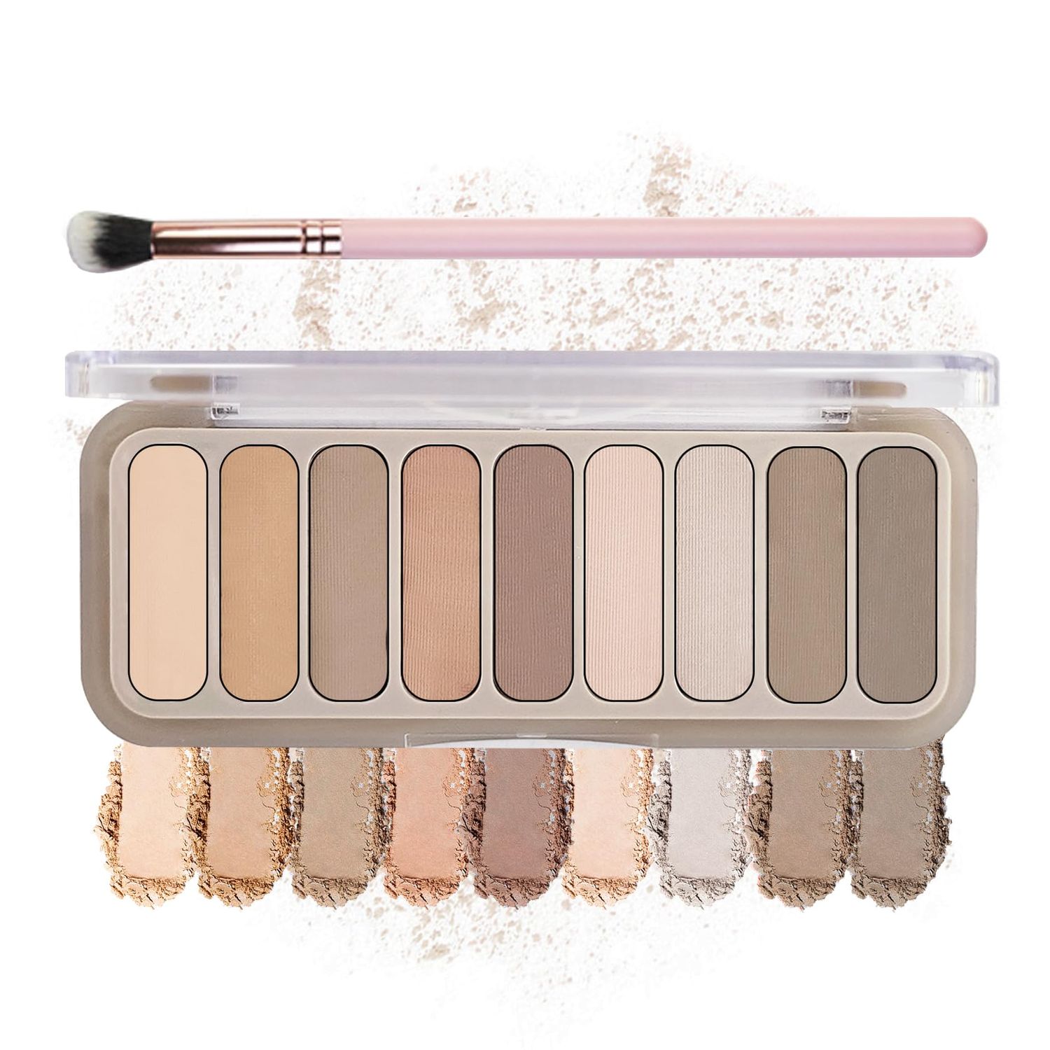 IONSGAKO 9 Colors Matte Naked Eyeshadow Palette Natural Nude Smoky Brown Taupe Eyeshadow Palette Ultra-Blendable Highly Pigmented Eye Shadow Makeup Palette with Brush-03 Cement Color