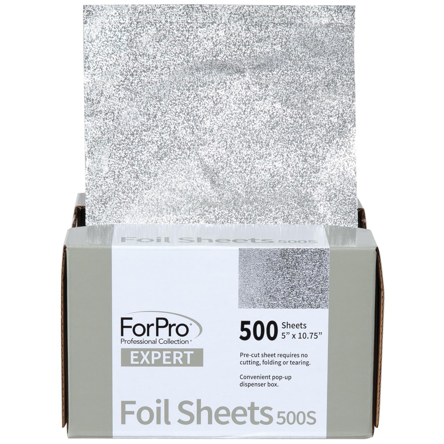 ForPro Professional Collection Expert Embossed Foil Sheets 500S, Aluminum Foil, Pop-Up Foil Dispenser, Hair Foils for Color Application and Highlighting Services, Food Safe, 5&quot;W x 10.75&quot;L, 500-Count