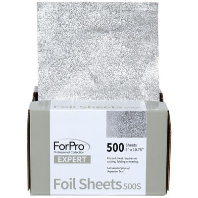 ForPro Professional Collection Expert Embossed Foil Sheets 500S, Aluminum Foil, Pop-Up Foil Dispenser, Hair Foils for Color Application and Highlighting Services, Food Safe, 5&quot;W x 10.75&quot;L, 500-Count