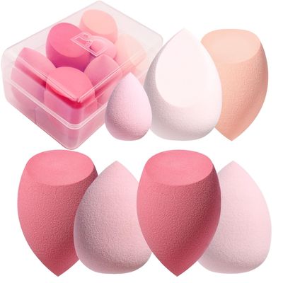 Makeup Sponge Set BS-MALL Blender Sponges 7 Pcs for Liquid, Cream, and Powder, Multi-colored with 1 Mini Makeup Sponge Pink (A-Pink