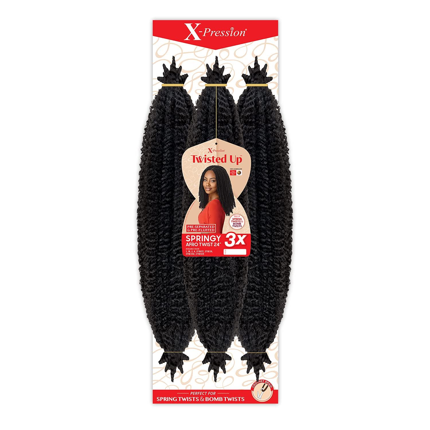 Outre Crochet Braids X-Pression Twisted Up 3X Springy Afro Twist 24&quot; (1-pack, 1B)