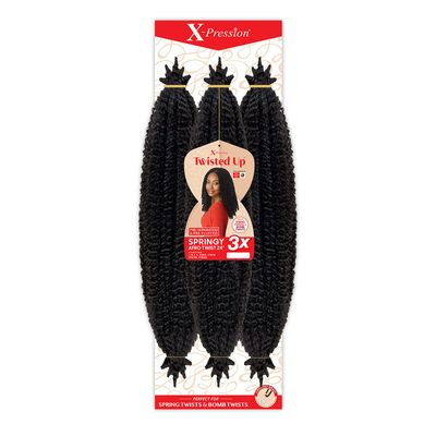 Outre Crochet Braids X-Pression Twisted Up 3X Springy Afro Twist 24&quot; (1-pack, 1B)