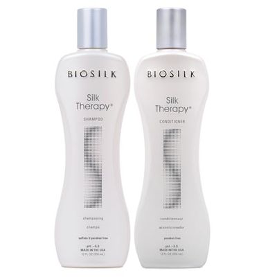 BioSilk Silk Therapy Duo Set Shampoo &amp; Conditioner, Gentle Cleansing Haircare For Amazing Shine, Sulfate, Paraben, &amp; Cruelty-Free, 12 Oz (Pack of 2)