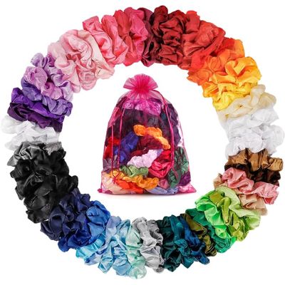 ADRIONE Satin Scrunchies for Women Girls 60 Pack, Satin Silk Scrunchies for Hair Scrunchies for Girls Satin Hair Scrunchies for Women&#39;s Hair Scrunchie Bulk Satin Scrunchies for Curly Hair