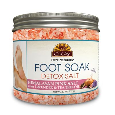 Okay Himalayan Pink Salt Detoxifying Foot Soak With &amp; Tea Tree Oil, lavender, 20 Ounce