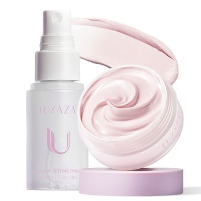 LUXAZA Eyeshadow Primer  Setting Spray,Long Lasting Makeup Eye Primer and Spray.Blurring &amp; Oil Absorbing Face Setting Spray For Makeup-(1.15 Fl. Oz 0.35 oz Ice Cream