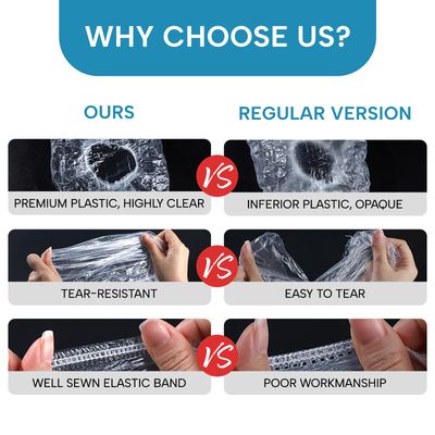 YIZIJIZI 30PCS Disposable Shower Caps, Large Thick Clear Waterproof Shower Cap for Women, large Size 20.5", Home Use, Spa, Hotel and Hair Salon, Clear Shower Caps for Travel