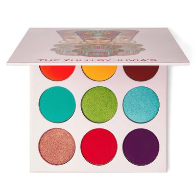 Juvia&#39;s Place Palette The Zulu - Turquoise, Red, Purple, Shades of 9, Colorful, Vivid, Vibrant Palette, Pigmented Makeup Palette Color &amp; Shine
