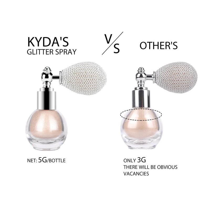 KYDA Highlighter Powder Spray, Glitter High Gloss Spray Shimmer Sparkle Powder Makeup Spray, for Face Body Cosmetic-Champagne Gold