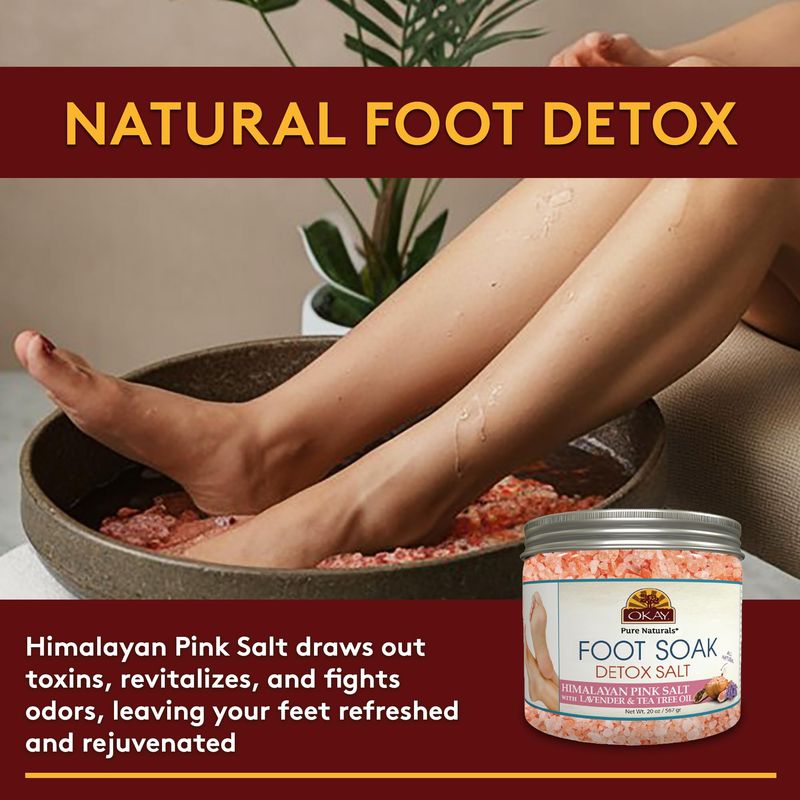 Okay Himalayan Pink Salt Detoxifying Foot Soak With &amp; Tea Tree Oil, lavender, 20 Ounce