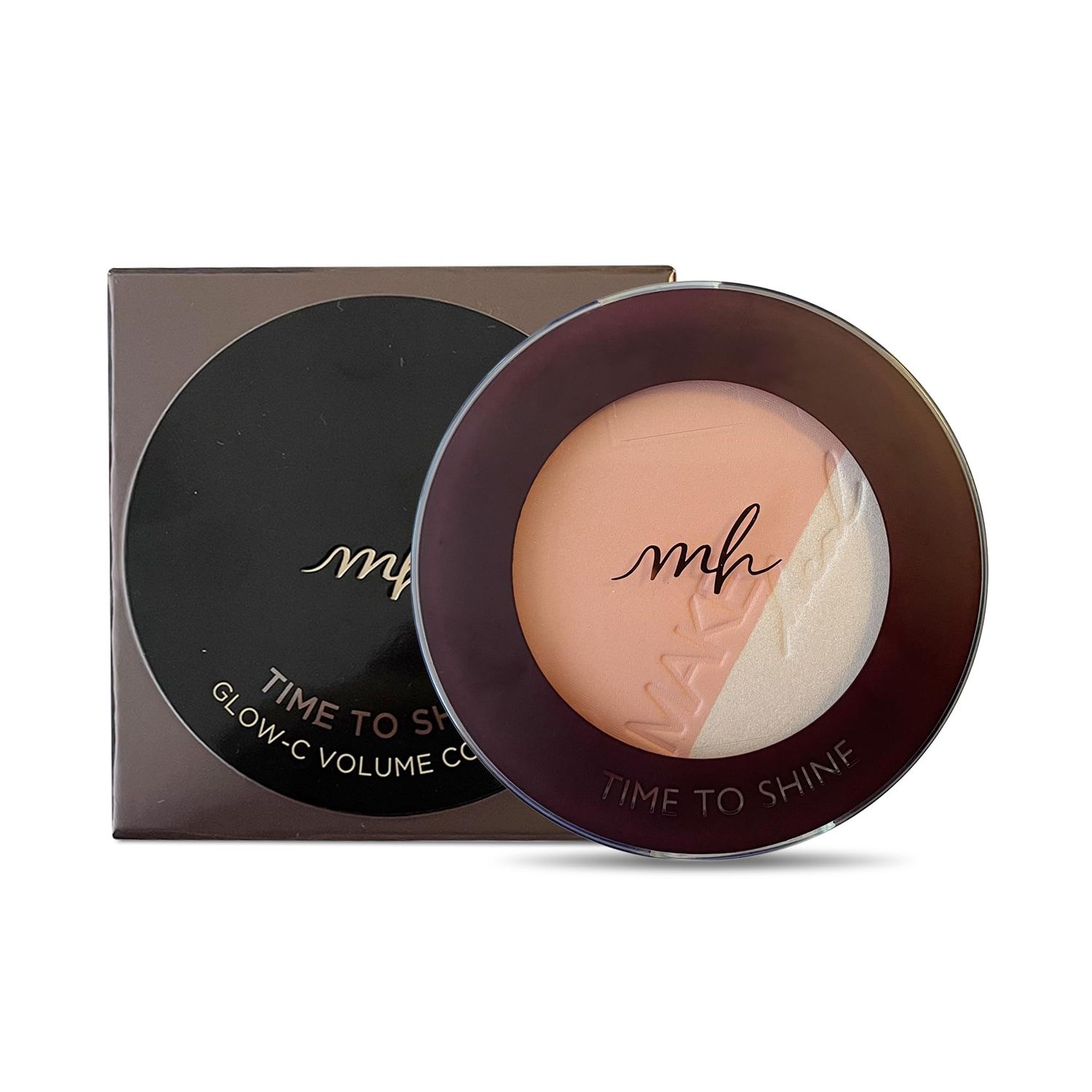 Makeheal Glow-C Volume Contour, 2-in-1 Blush &amp; Highlighter with Built-In Brush, Natural Weightless Color &amp; Vividness, Smooth Glowy Skin, (0.35oz) (02 - Salmon Rose Beam)