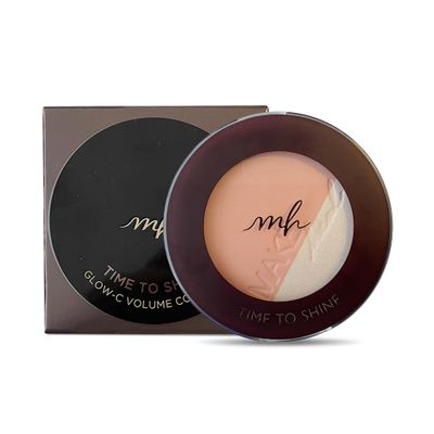 Makeheal Glow-C Volume Contour, 2-in-1 Blush &amp; Highlighter with Built-In Brush, Natural Weightless Color &amp; Vividness, Smooth Glowy Skin, (0.35oz) (02 - Salmon Rose Beam)