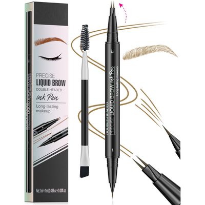 Vawolecy Microblading Eyebrow Pen, Brow Pencil 2-in-1 Dual-Ended Eyebrow Pencil with Micro-Fork-Tip Applicator and Precise Brush-Tip Create Hair Like Brows, Last All-Day