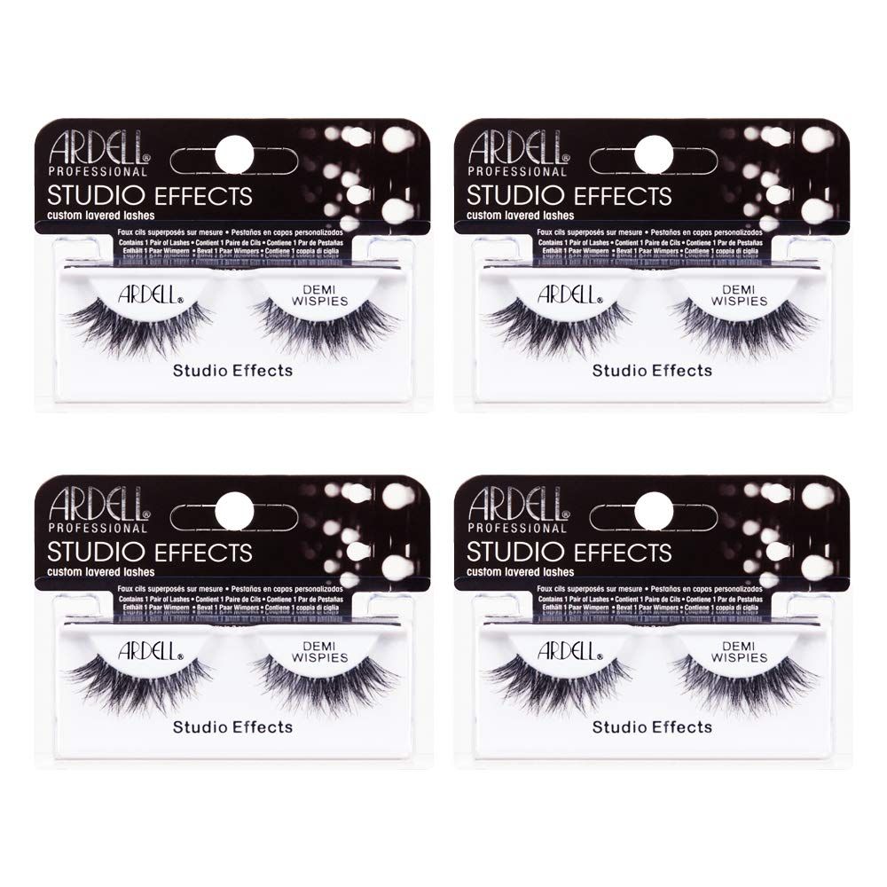 Ardell Studio Effects Demi Wispies False Eyelashes, Reusable, Natural-Looking Lashes for Everyday Wear, Black, 4 Pack