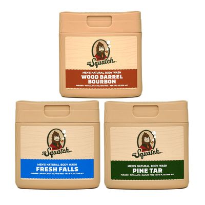 Dr. Squatch NEW Natural Body Wash for Men - Non-Exfoliating - Pine Tar  Wood Barrel Bourbon  Fresh Falls (8 oz, 3 Pack)
