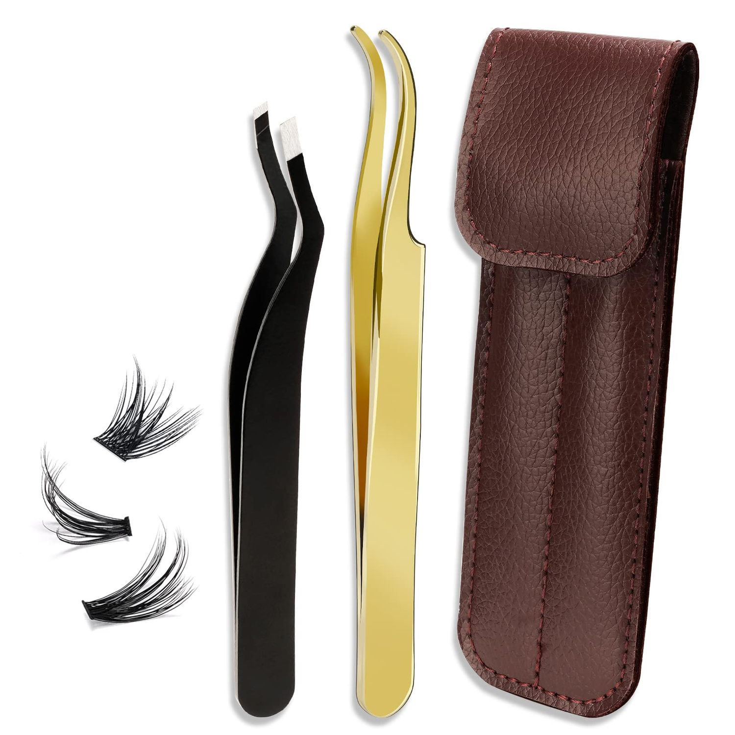 Lash Applicator Tool Lash Tweezers 1 Lash Applicator for Lash Clusters Plus 1 Upgraded Eyebrow Tweezers DIY Eyelash Extension Tweezers Kit Eyelash Applicator Tool (2 pcs)