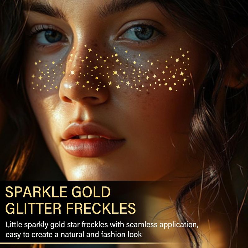 20 Pcs Silver Face Makeup Patches, Glitter Freckles Face Tattoo, Sparkle Makeup Patches, Glitter Freckles,Waterproof Face Glitter Speckles Patches for Women (Silver)