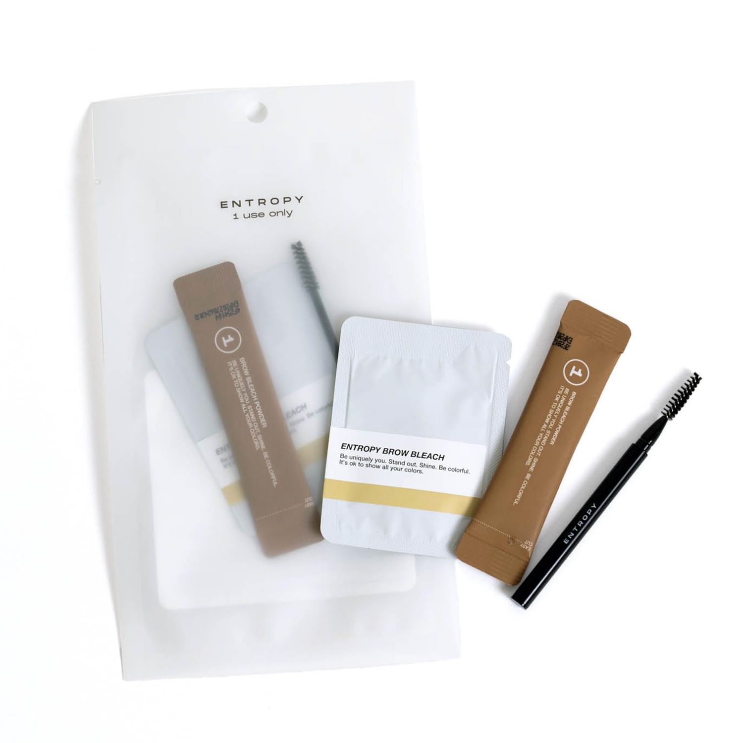 ENTROPY MAKEUP One-Use Brow Bleach Kit - Quick &amp; Easy Eyebrow Lightening for All Hair Colors, Single Application, Gentle &amp; Hypoallergenic Formula, Lasts Up to 4 Weeks