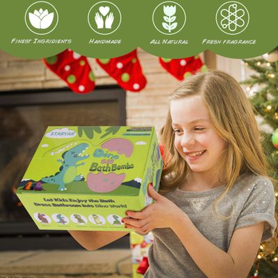 Bath Bombs for Kids with Surprise Toys Inside - XXL Dinosaur Toys Bath Bomb Gift, Gentle and Kids Safe Spa Bath Fizz Balls Kit, Bath Toys for Kids 3 4 5 6 7 8 9 Year, Valentines Day Gifts for Kids