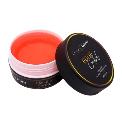 BASK &amp; LATHER Strong Hold Edge Control Gel with Castor Oil, Non-Greasy, Non-Flaking, No White Cast, Long Lasting, Supports Hair Growth, Natural Formula, For All Hair Types, 5.3 Fl Oz