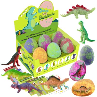 Bath Bombs for Kids with Surprise Toys Inside - XXL Dinosaur Toys Bath Bomb Gift, Gentle and Kids Safe Spa Bath Fizz Balls Kit, Bath Toys for Kids 3 4 5 6 7 8 9 Year, Valentines Day Gifts for Kids