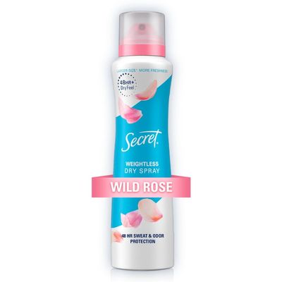 Secret Dry Spray Antiperspirant Deodorant for Women, 48hr Weightless Sweat &amp; Odor Protection, Gentle on Skin, Wild Rose with Argan Oil Scent, 4.1 oz