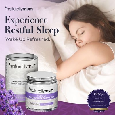 NaturallyMum - Magnesium Body Lotion NATURAL &amp; VEGAN - Topical Magnesium Chloride Cream Lotion Support for Sleep, Bone, Heart &amp; Muscle Health - Lavender - Made in UK &amp; Safe for Kids