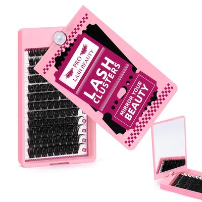 Lash Clusters, 96Pcs Cluster Lashes Rotary Mirror Case Individual Lashes DIY Lash Extension Eyelash Clusters 10-16 Mix Fluffy Wispy Lashes Thin Band Not Fall ApartAdore,D-10-16mix)