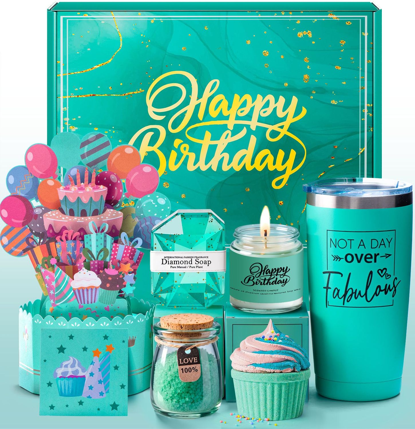 ITABLETAS Birthday Gifts for Women, Happy Birthday Gift Basket Set for Her, Mom, Wife, Daughter, Sister, Girlfriend, Coworker, Unique Relaxing Spa Birthday Gift Idea for Women 30th, 40th, 50th, 60th