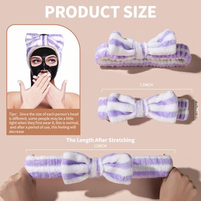 Teenitor Hairband, 5pcs Makeup Headband with Removable Bow, Spa Headband for Washing Face, Makeup, Shower, Microfiber Headband for Girls Women Gift