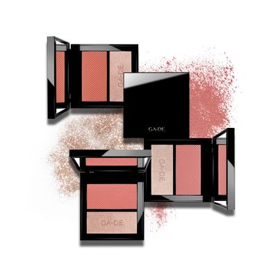 GA-DE Velveteen Blush and Shimmer Duet, 50 - Formulated with Micronized Pearls and Pigments for Sculpting Face and Dcollet - Paraben-Free - 0.26 oz