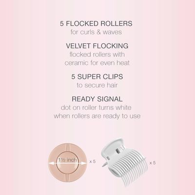 Conair Double Ceramic Hot Rollers for Long, Medium, and All Hair - Hair Curler - Hair Roller Clips Included - 1 12-inch Rollers