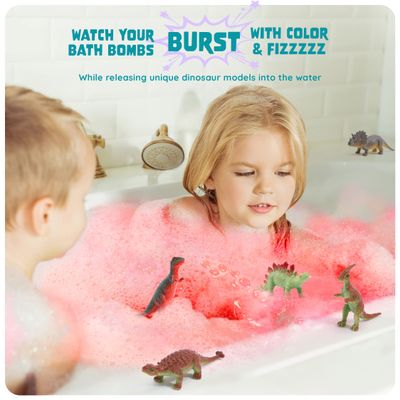 Dan&amp;Darci Dino Egg Bath Bombs for Kids - Easter Kids Bath Bomb with Surprise Inside - Dinosaur Toys Gift for Boys and Girls Ages 6 7 8 Years Old Toy Kid Gifts - Fun Educational Toys Dino Fizzy