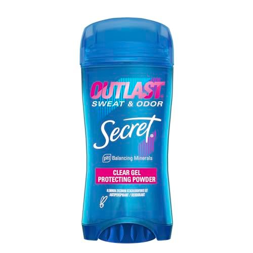 Secret Outlast Antiperspirant Deodorant for Women, Sweat &amp; Odor Protection, PH Balancing Minerals, Clear Gel, Protecting Powder Scent, 2.6 Oz