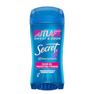 Secret Outlast Antiperspirant Deodorant for Women, Sweat &amp; Odor Protection, PH Balancing Minerals, Clear Gel, Protecting Powder Scent, 2.6 Oz